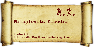 Mihajlovits Klaudia névjegykártya
